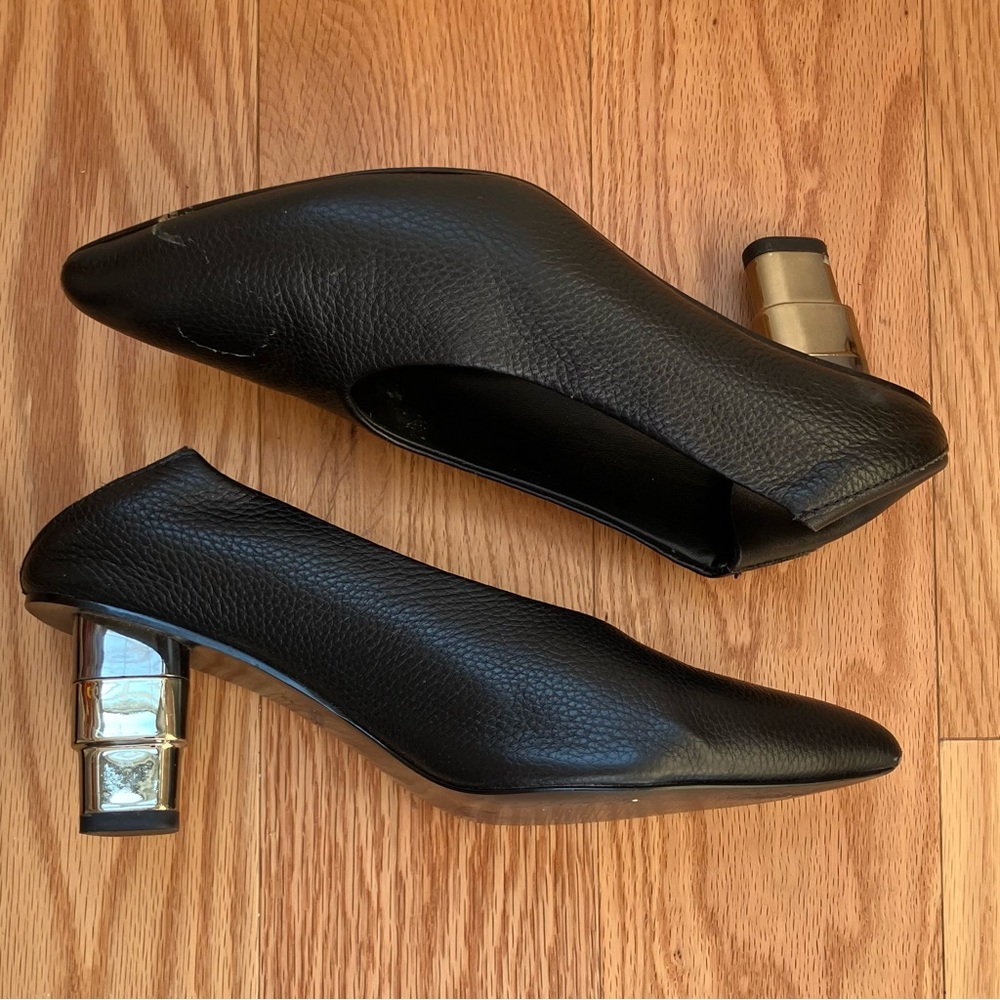 Black Hugh heeled Mules with Sculptural Heel by Jaggar, sz 7.5
